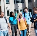 Students in front of Student Union Building at Truman State University