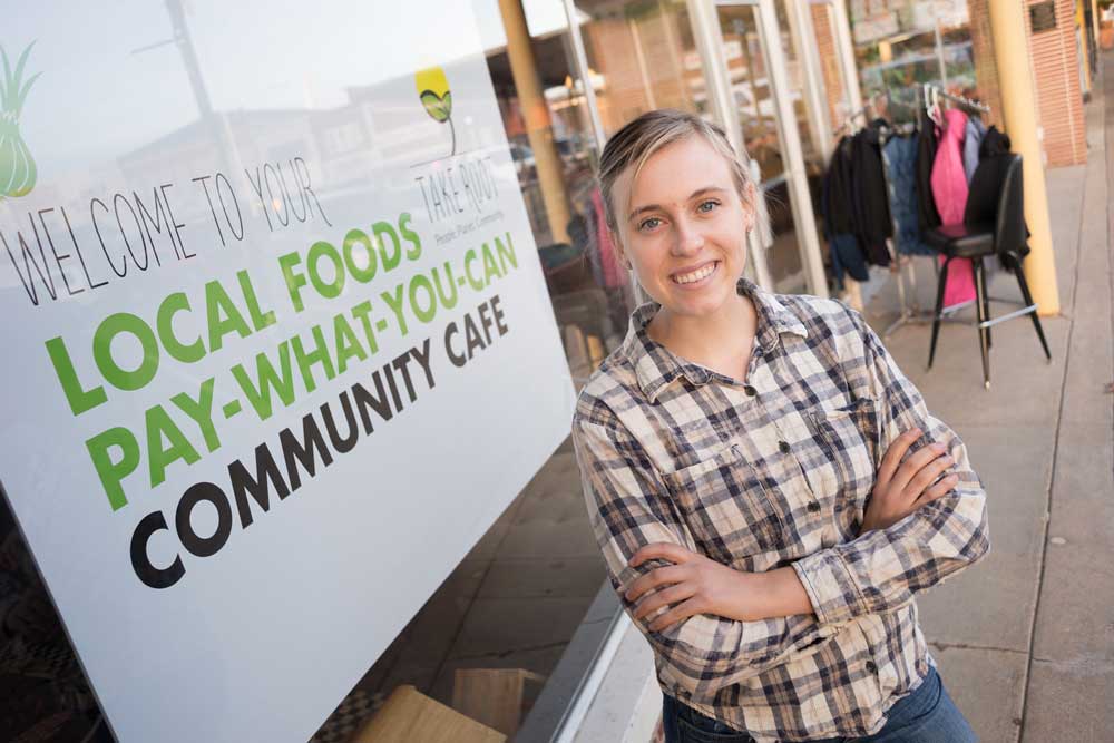 Becca Elder at the Take Root Café, a local foods pay-what-you-can café downtown Kirksville