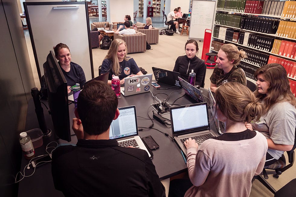 Students working on a group project 
