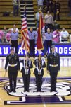 Color Guard presenting the U.S. Flag at a Truman Sporting event