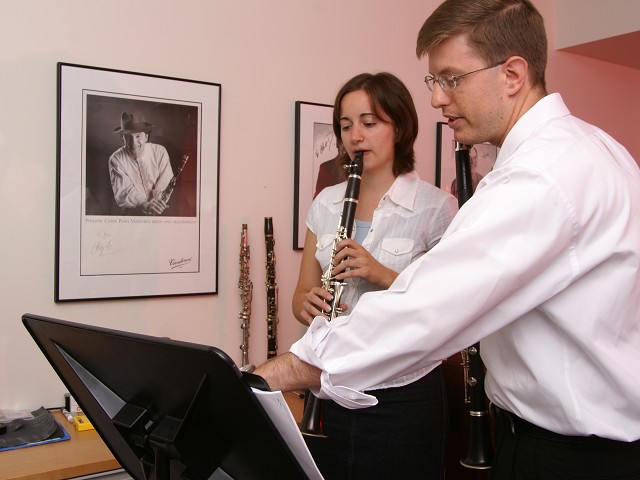 Senior Dana Mottet in a clarinet lesson