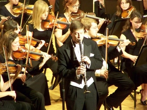 Dr. Krebs performing a clarinet concerto with the Truman Orchestra