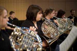 French horns in rehearsal with Brass Choir