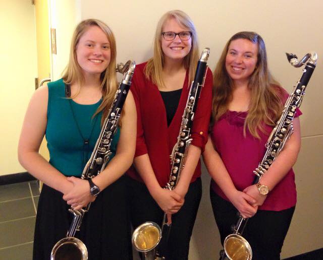 Truman bass clarinetists after a Wind Symphony concert