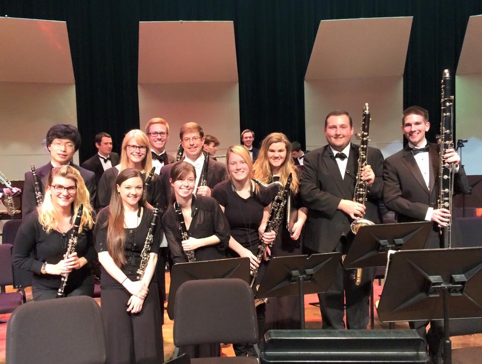 Wind Symphony clarinetists with Dr. Krebs after his concerto performance