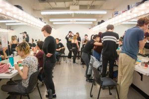 Make-up room for actors