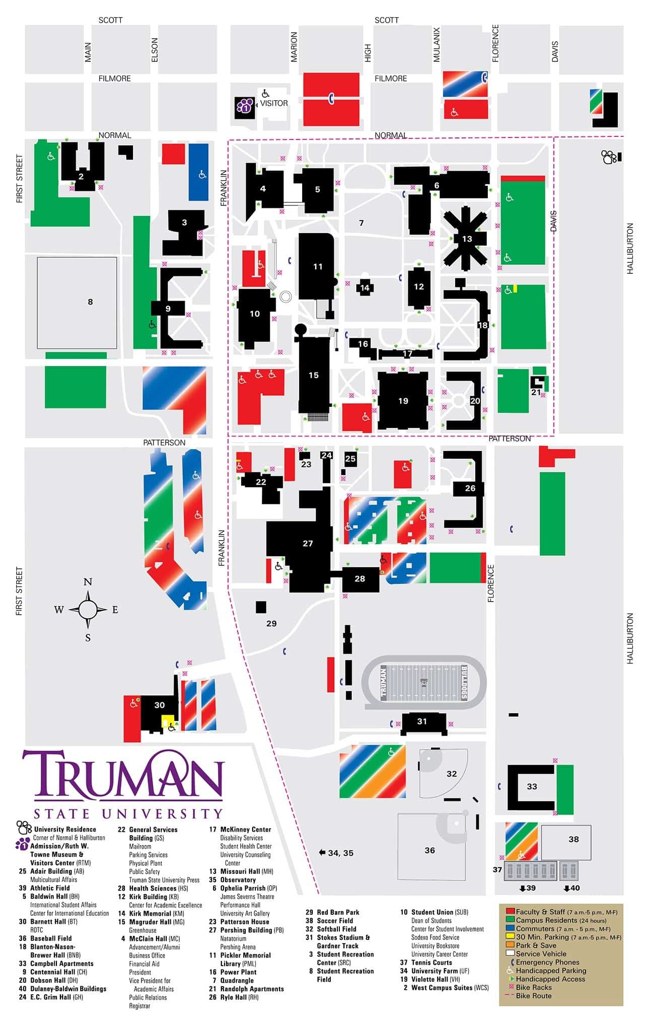 Parking map truman campus truman state university