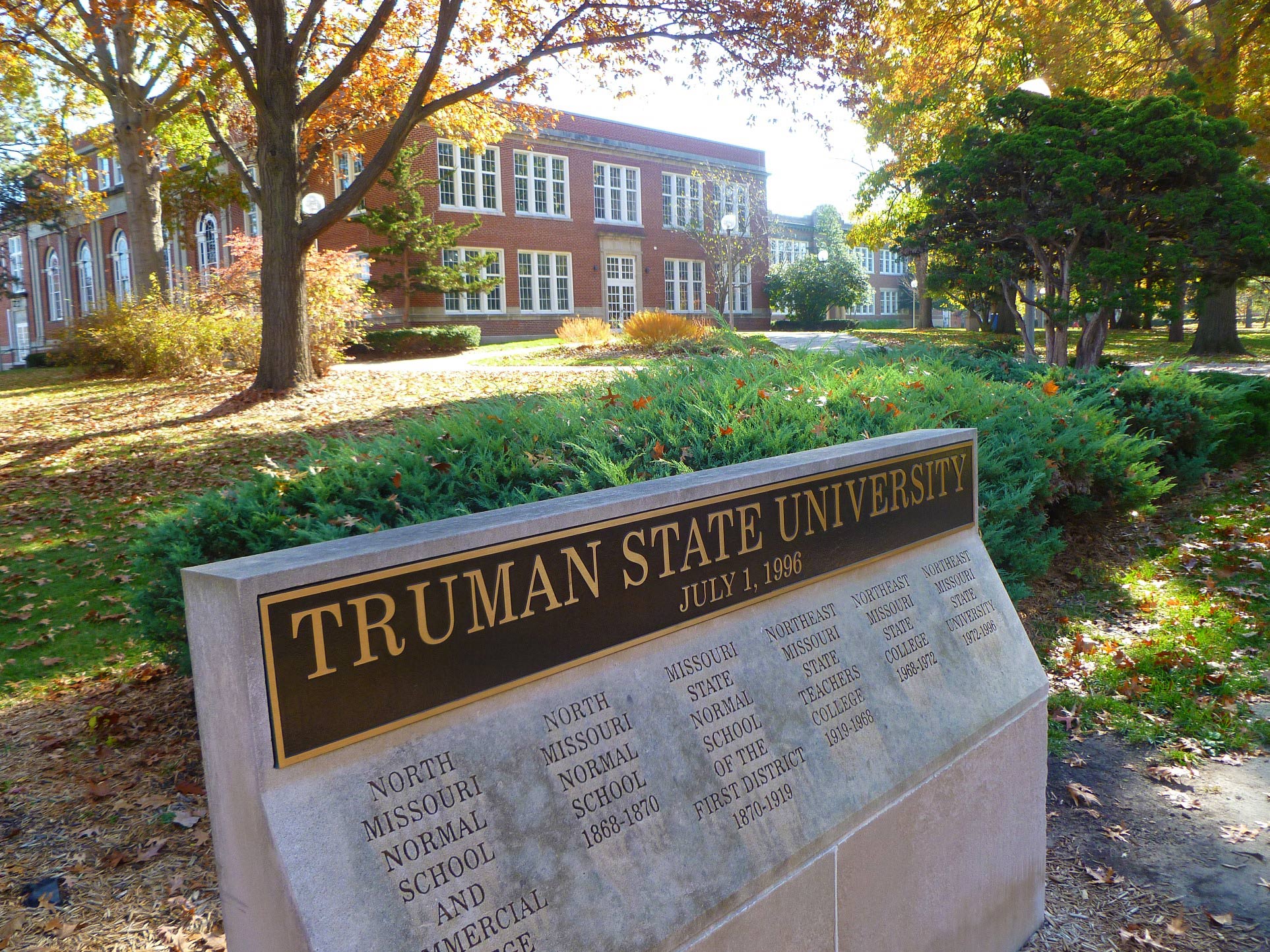 Sign with former names of Truman State University