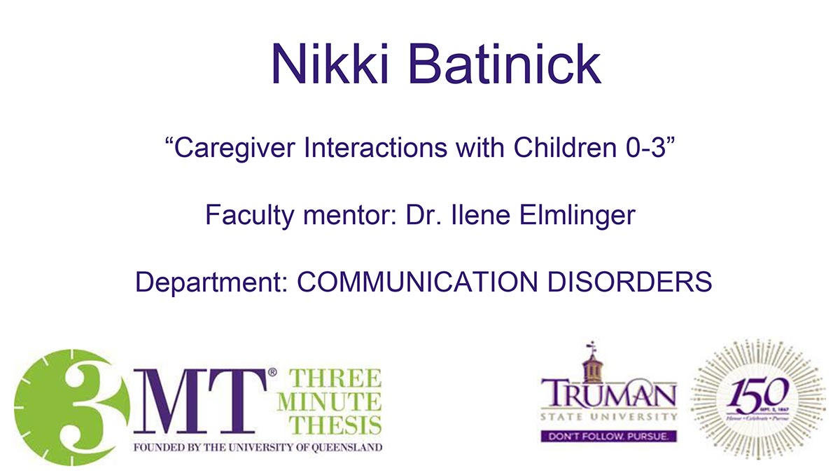 Nikki Batinick's Three Minute Thesis presentation