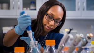 A student working in a lab