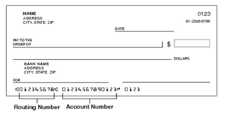 Check - Routing Number and Account Number
