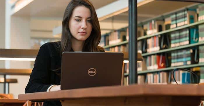 Student at a laptop