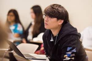 Student in a classroom