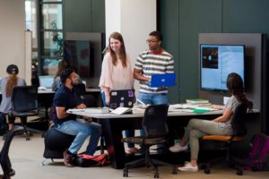 Student study area in library