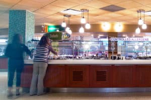 Salad bar in residence hall dining room