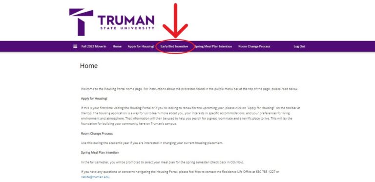 Early Bird Housing Incentive Truman State University