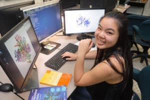 Student working on computer