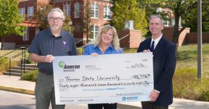 Sam Guth, Physical Plant director; Jane Parker of Ameren Missouri; Mike Garzanelli, comptroller