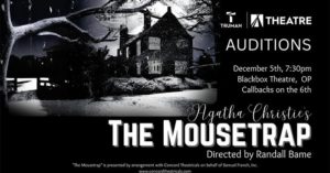 Theatre Hosts Auditions for “The Mousetrap”