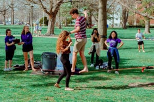Slacklining on the Quad