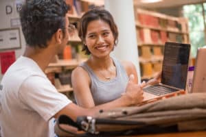 Students in library